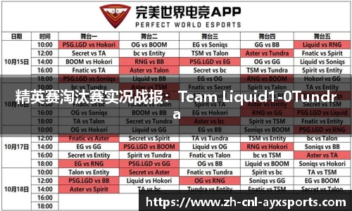 精英赛淘汰赛实况战报：Team Liquid1-0Tundra